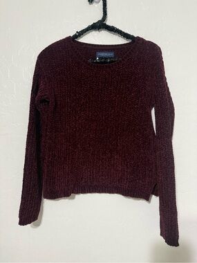 Aeropostale Women's Chenille Crewneck Sweater - Wine
